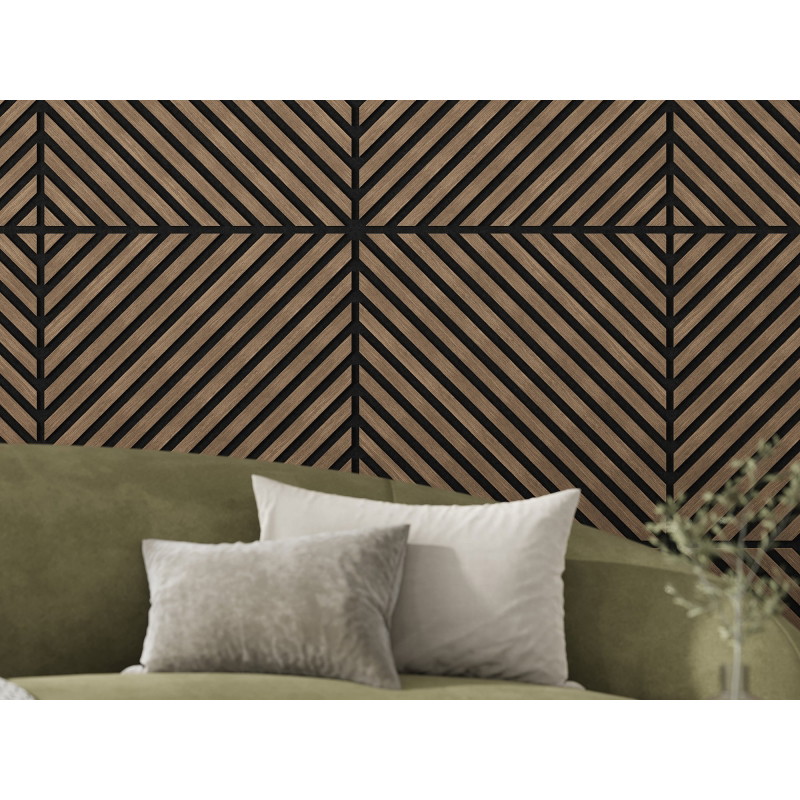 Mexen Linea 39 akustisk väggpanel 60 x 60 cm (4 st.), filt 9 mm, teknisk fanér, Mörk Valnöt - S110-60607-39-044
