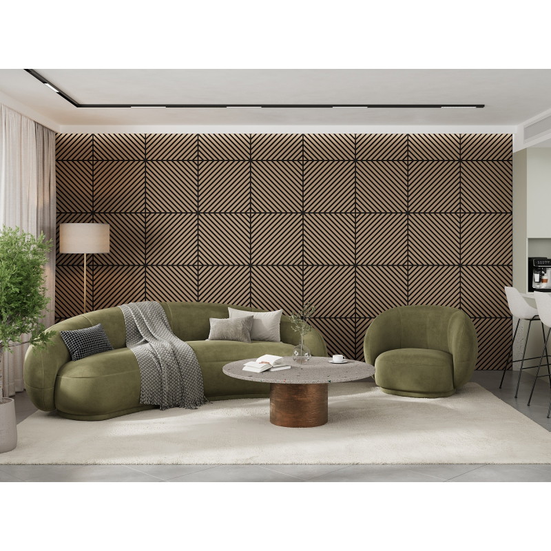 Mexen Linea 39 akoestisch wandpaneel 60 x 60 cm (4 stuks), vilt 9 mm, technisch fineer, Licht Walnoot - S110-60607-39-047