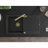 Mexen Leo lavello in granito a 1 vasca con scolapiatti e miscelatore da cucina Duero, nero/metallo argento - 6501-73-671600-50