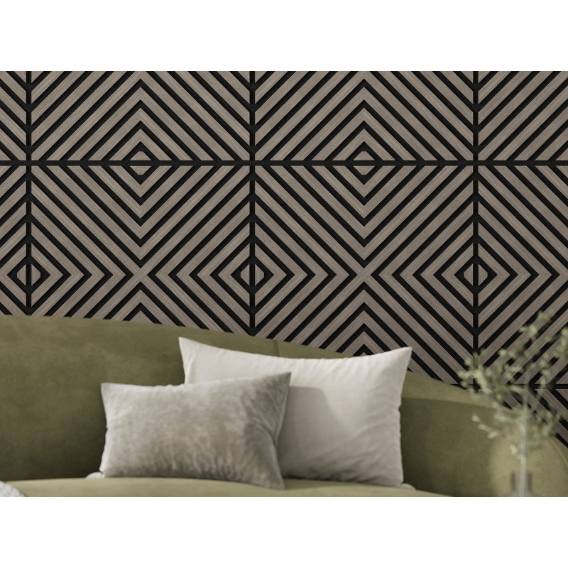Mexen Linea 01 pannello acustico da parete 60 x 60 cm (4 pezzi), feltro 9 mm, impiallacciatura tecnica, Rovere Grigio