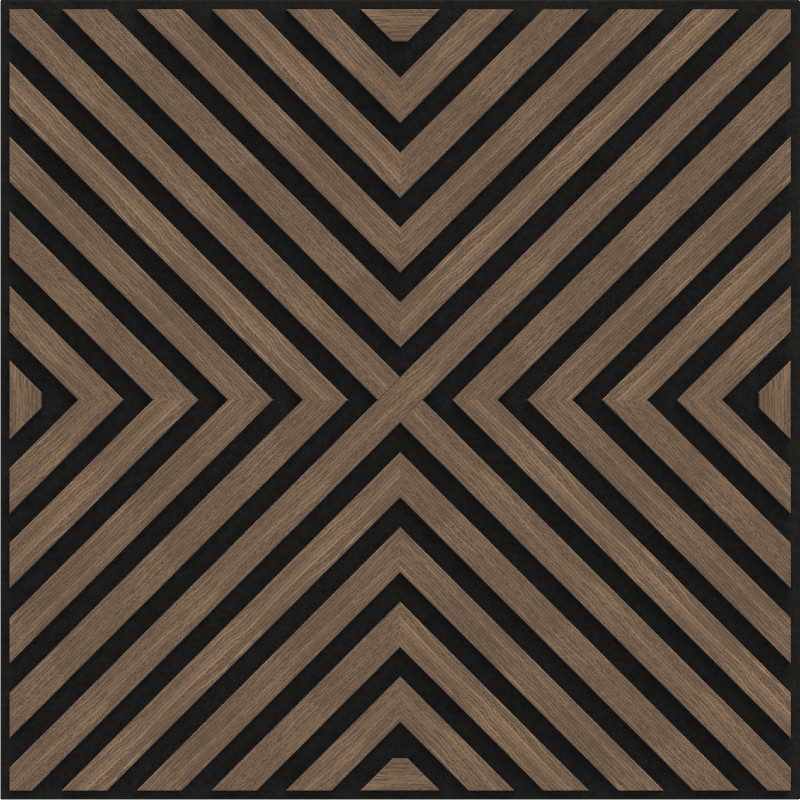 Mexen Linea 01 panel de pared acústico 60 x 60 cm (4 uds.), fieltro de 9 mm, chapa técnica, Nogal Oscuro - S110-60607-01-044