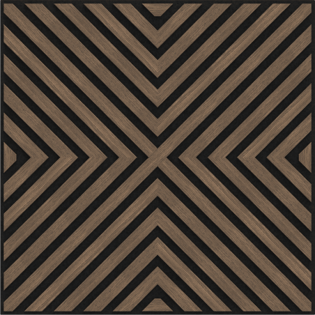Mexen Linea 01 pannello a parete acustico 60 x 60 cm (4 pezzi), feltro 9 mm, impiallacciatura tecnica, Noce Scuro
