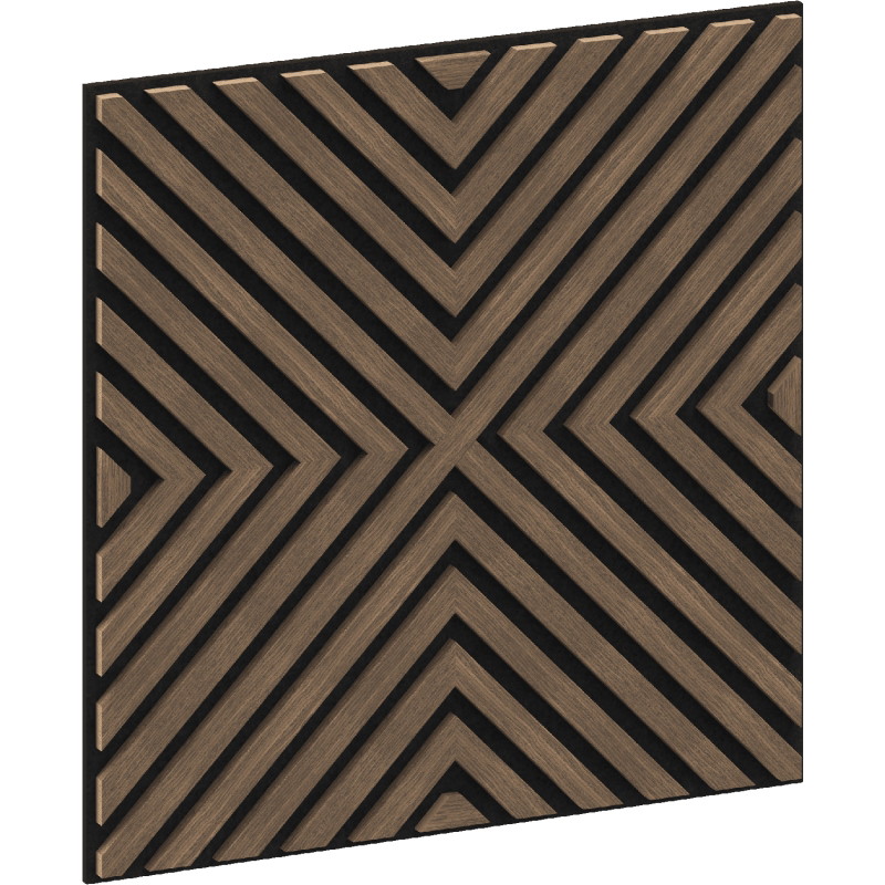 Mexen Linea 01 akoestisch wandpaneel 60 x 60 cm (4 stuks), vilt 9 mm, technisch fineer, Donkere Noten - S110-60607-01-044