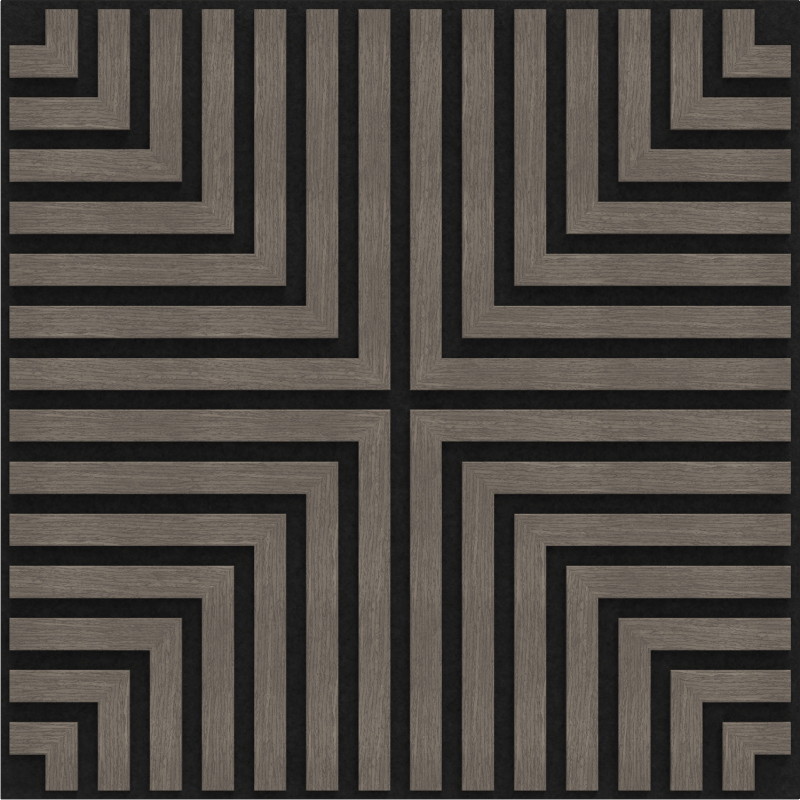 Mexen Linea 02 akustiikkaseinäpaneeli 60 x 60 cm (4 kpl), huopa 9 mm, tekninen viilu, Harmaa Tammi - S110-60607-02-043