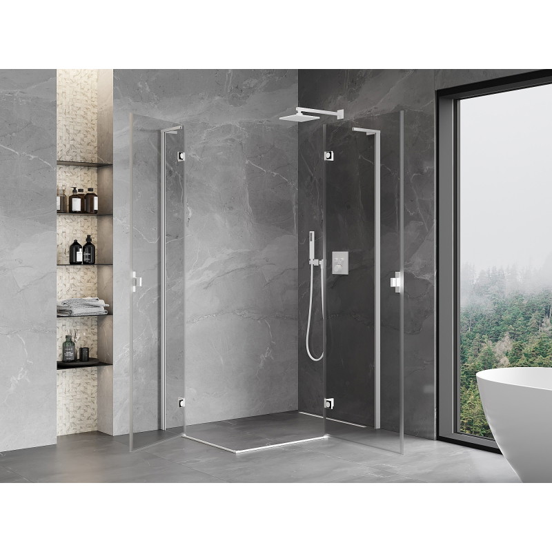 Mexen Mist-H L Cabina doccia ad anta destra Duo 70 x 90 cm, trasparente, bianca - 8A5L-070L-090P-20-00