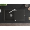 Mexen Leo granitizlietne ar vienu nodalījumu ar noteku un virtuves jaucējkrānu Duero, melns/zeltītas krāsas metālisks