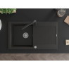 Mexen Leo Granitspüle 1-beckig mit Abtropffläche und Küchenarmatur Duero, schwarz/gold metallic - 6501-75-671600-70