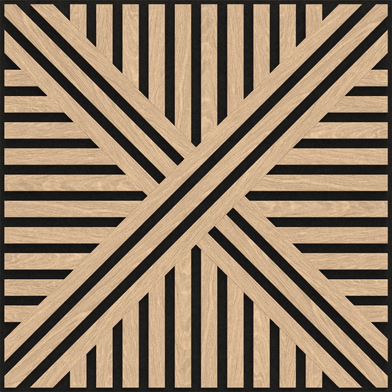 Mexen Linea 05 panel de pared acústico 60 x 60 cm (4 piezas), fieltro 9 mm, chapa técnica, Roble Blanqueado