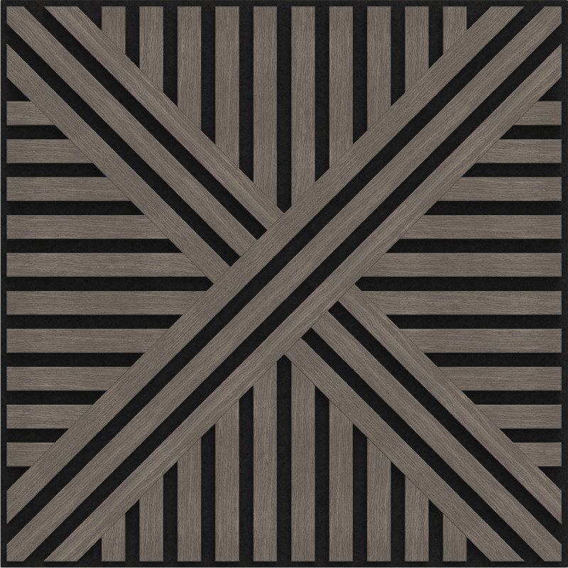 Mexen Linea 05 akustiskais sienas panelis 60 x 60 cm (4 gab.), filcs 9 mm, tehniskais finierējums, Pelēks Ozols