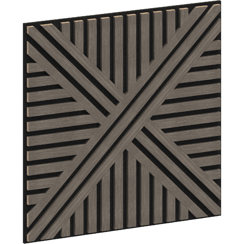 Mexen Linea 05 akustinen seinäpaneeli 60 x 60 cm (4 kpl), huopa 9 mm, tekninen viilu, Harmaa Tammi - S110-60607-05-043