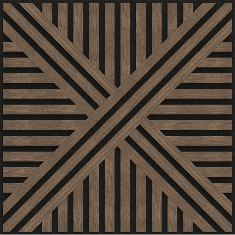 Mexen Linea 05 akustična stenska plošča 60 x 60 cm (4 kos), filc 9 mm, tehnični furnir, Temni Oreh - S110-60607-05-044