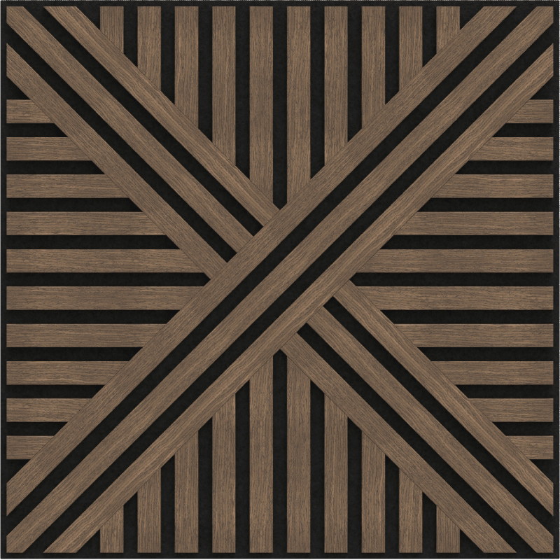 Mexen Linea 05 akustisk väggpanel 60 x 60 cm (4 st.), filt 9 mm, teknisk finér, Mörk Valnöt - S110-60607-05-044