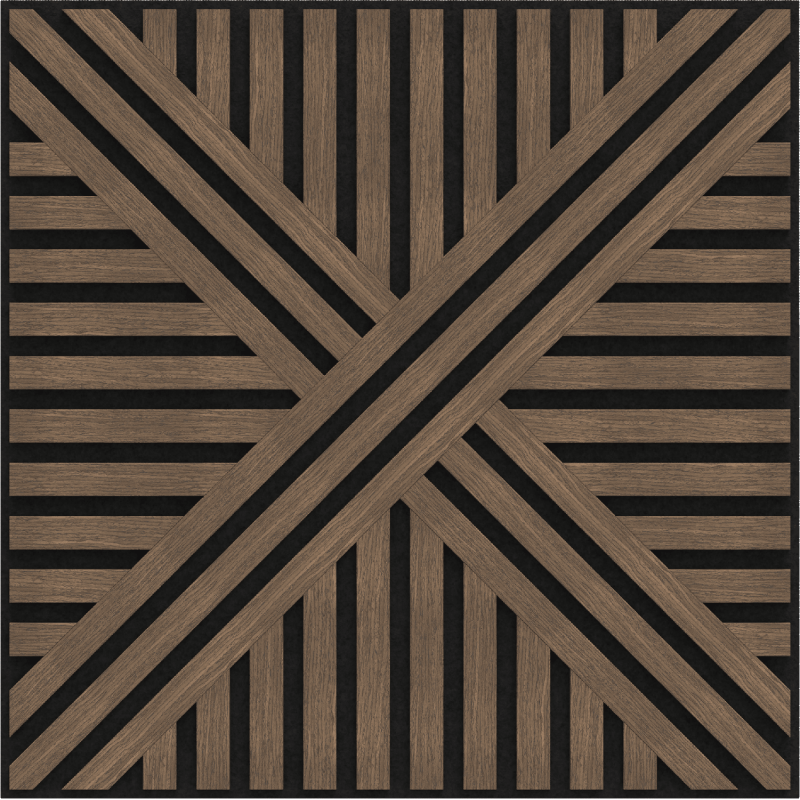 Mexen Linea 05 panel ścienny akustyczny 60 x 60 cm (4szt.), filc 9 mm, fornir techniczny, Ciemny Orzech - S110-60607-05-044