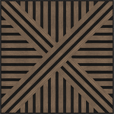 Mexen Linea 05 panel de pared acústico 60 x 60 cm (4pzs.), fieltro 9 mm, chapa técnica, Nogal Oscuro - S110-60607-05-044