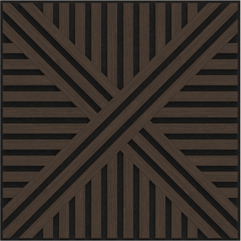 Mexen Linea 05 pannello da parete acustico 60 x 60 cm (4 pz.), feltro 9 mm, impiallacciatura tecnica, Quercia Mocca