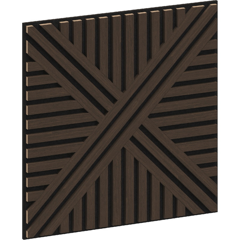 Mexen Linea 05 panel de pared acústico 60 x 60 cm (4 piezas), fieltro de 9 mm, chapa técnica, Roble Mocca - S110-60607-05-045