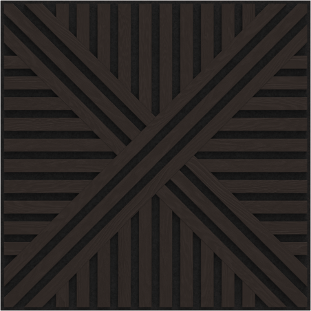 Mexen Linea 05 panneau mural acoustique 60 x 60 cm (4pcs), feutre 9 mm, placage technique, Chêne Noir - S110-60607-05-046