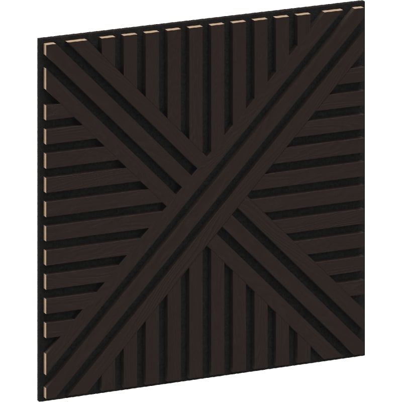 Mexen Linea 05 painel de parede acústico 60 x 60 cm (4 peças), feltro 9 mm, folheado técnico, Carvalho Preto