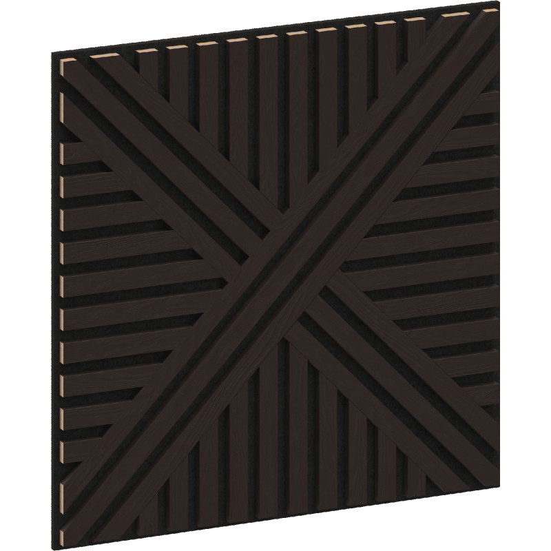 Mexen Linea 05 panel acústico de pared 60 x 60 cm (4 uds.), fieltro 9 mm, chapa técnica, Roble Negro - S110-60607-05-046