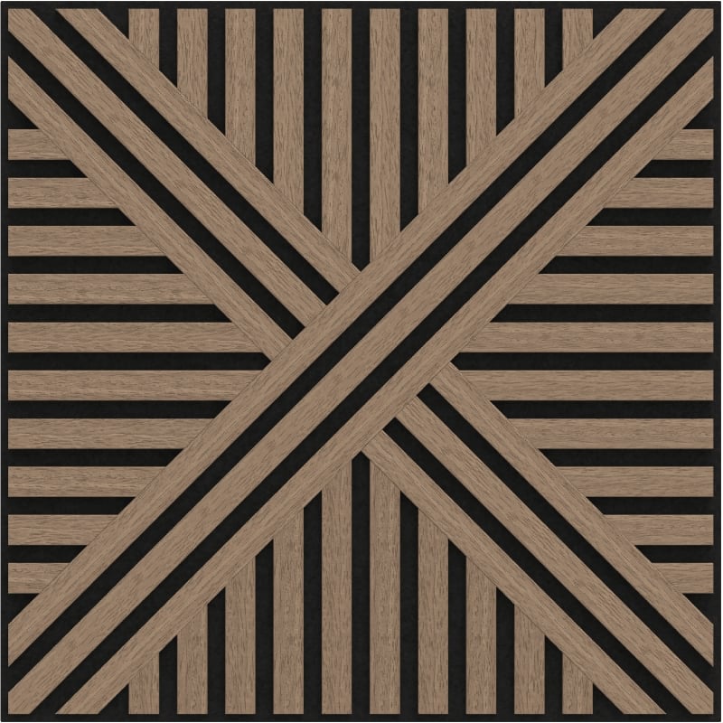 Mexen Linea 05 akustična stenska plošča 60 x 60 cm (4 kos), filc 9 mm, tehnični furnir, Svetli Oreh - S110-60607-05-047