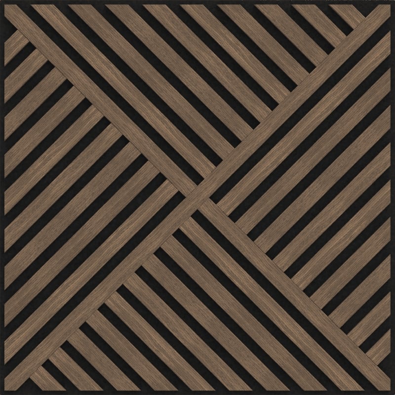 Mexen Linea 08 painel acústico de parede 60 x 60 cm (4 peças), feltro de 9 mm, folha técnica, Noz Escuro - S110-60607-08-044