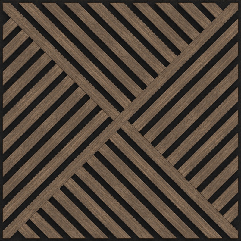 Mexen Linea 08 pannello a parete acustico 60 x 60 cm (4pz), feltro 9 mm, impiallacciatura tecnica, Noce Scuro