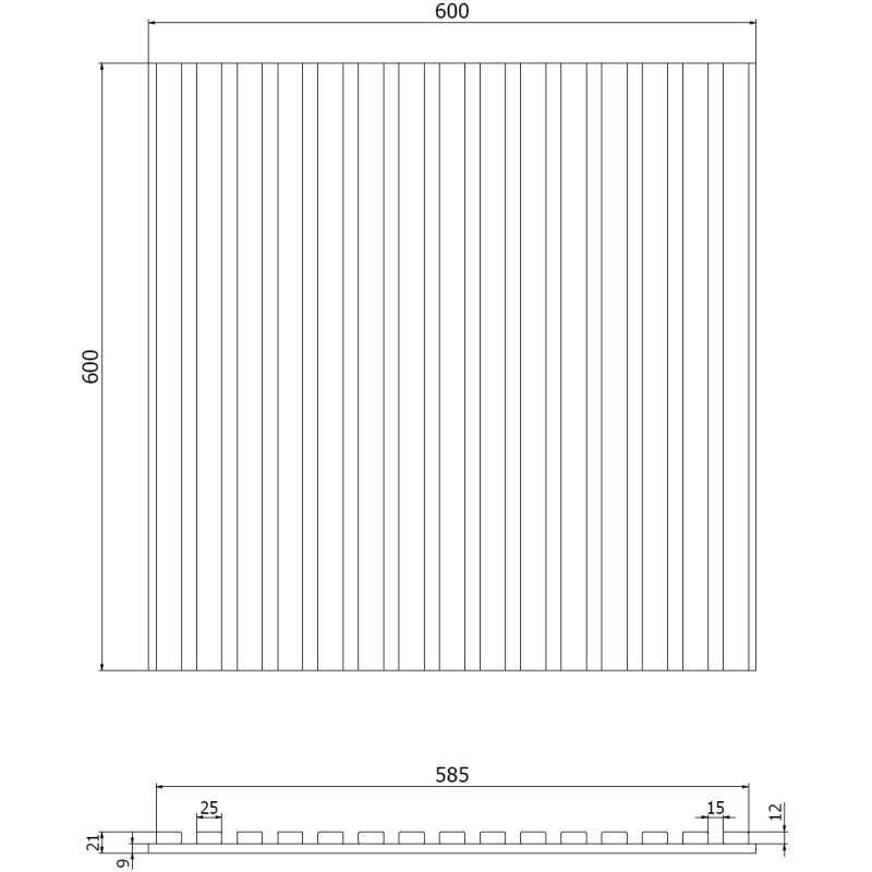 Mexen Linea 15 panel ścienny akustyczny 60 x 60 cm (4szt.), filc 9 mm, fornir techniczny, Bielony Dąb - S110-60607-15-040