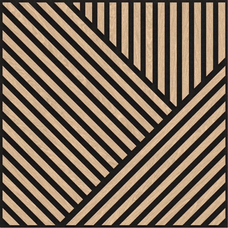 Mexen Linea 25 akoestisch wandpaneel 60 x 60 cm (4 stuks), vilt 9 mm, technisch fineer, Gebleekt Eiken - S110-60607-25-040