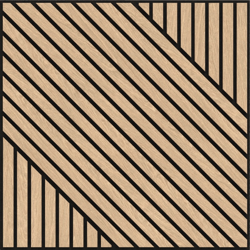 Mexen Linea 26 panel de pared acústico 60 x 60 cm (4 piezas), fieltro 9 mm, chapa técnica, Roble blanqueado