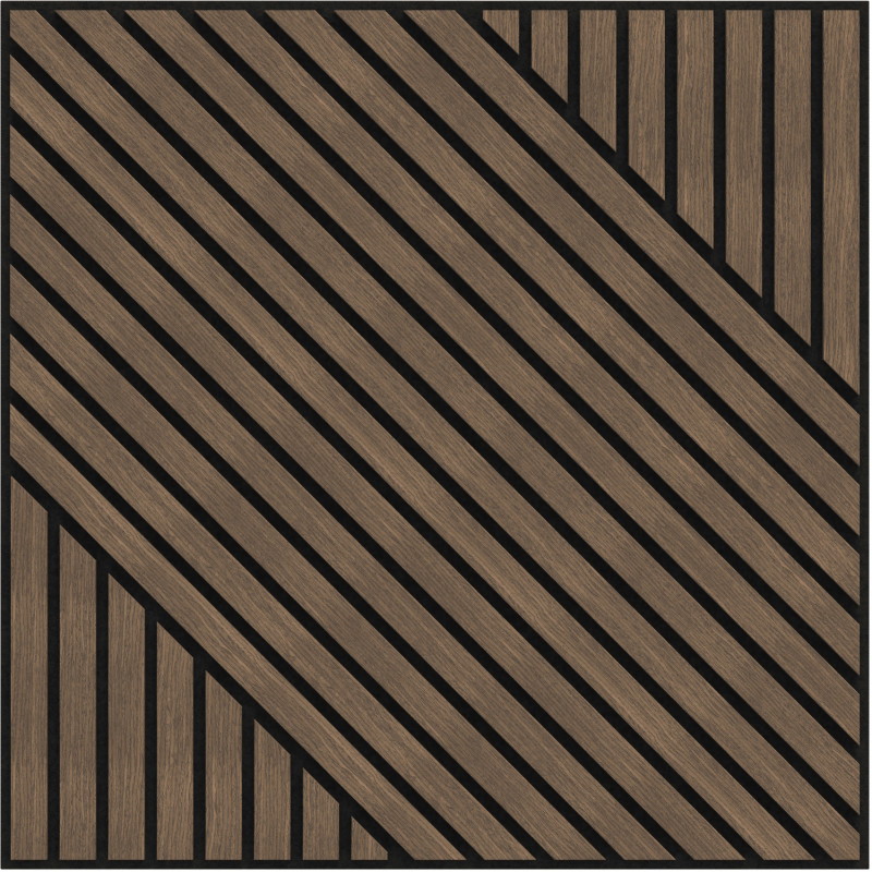 Mexen Linea 26 pannello a parete acustico 60 x 60 cm (4 pezzi), feltro 9 mm, impiallacciatura tecnica, Noce Scuro