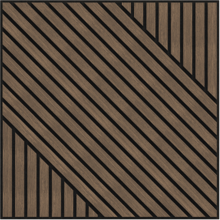 Mexen Linea 26 pannello a parete acustico 60 x 60 cm (4 pezzi), feltro 9 mm, impiallacciatura tecnica, Noce Scuro