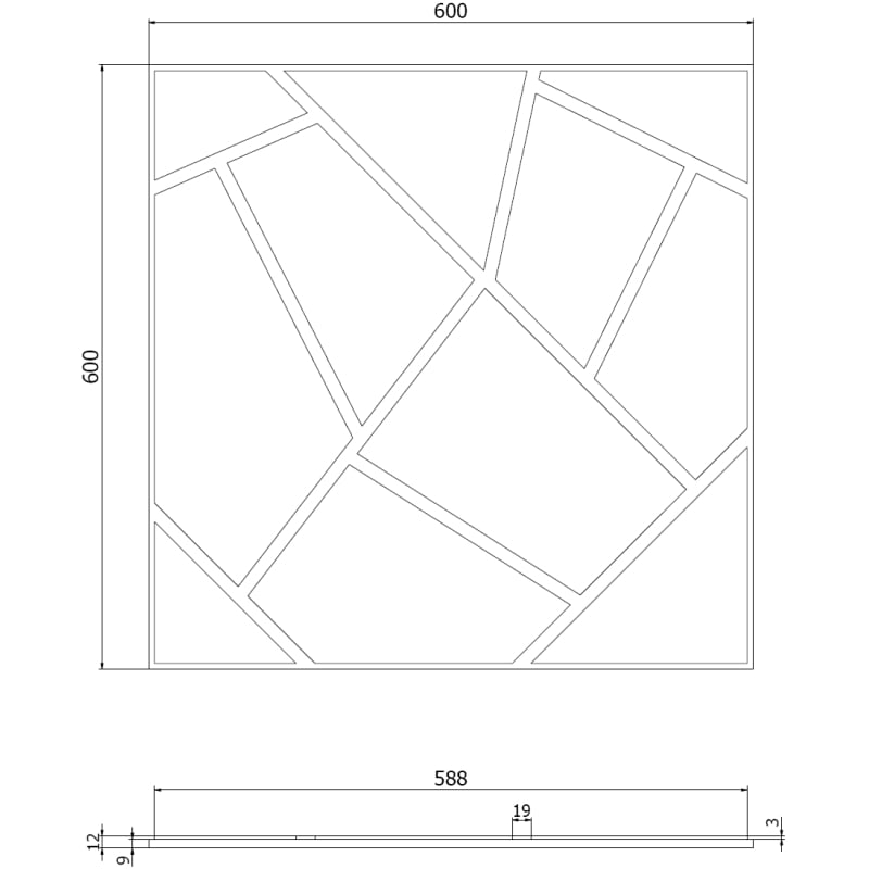 Mexen Form 04 Akustik-Wandpaneel 60 x 60 cm (4 Stück), Filz 9 mm, Spiegel - S111-60607-04-099