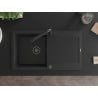 Mexen Leo Granitspüle 1-becken mit Abtropffläche und Küchenarmatur Duero, schwarz - 6501-77-671600-70-B