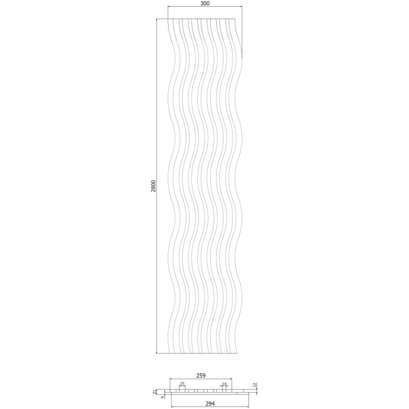 Mexen Lam-SF 01 lames murales acoustiques 280 x 30 cm, feutre 9 mm, placage technique, Chêne blanchi - S106-280-01-040