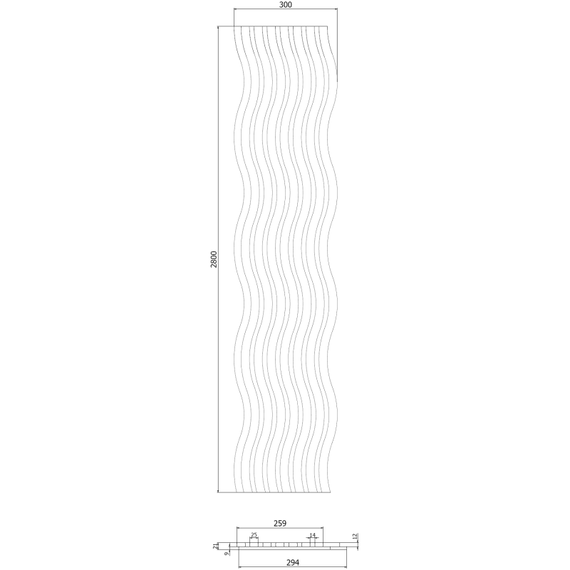 Mexen Lam-SF 01 lamele ścienne akustyczne 280 x 30 cm, filc 9 mm, fornir techniczny, Ciemny Orzech - S106-280-01-044