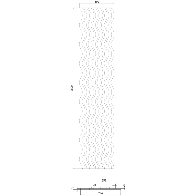 Mexen Lam-SF 02 lamele ścienne akustyczne 280 x 30 cm, filc 9 mm, fornir techniczny, Bielony Dąb - S106-280-02-040
