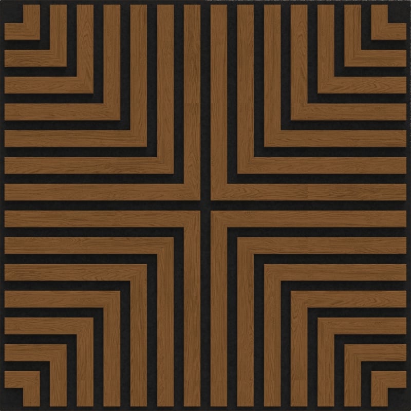 Mexen Linea 02 akustični stenski panel 60 x 60 cm (4 kosi), filc 9 mm, tehnični furnir, Naravni Hrast - S110-60607-02-042