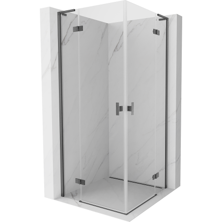 Mexen Mist-H L Duo cabine de douche pivotante 70 x 70 cm, transparent, gris canon brossé - 8A5L-070L-070P-66-00