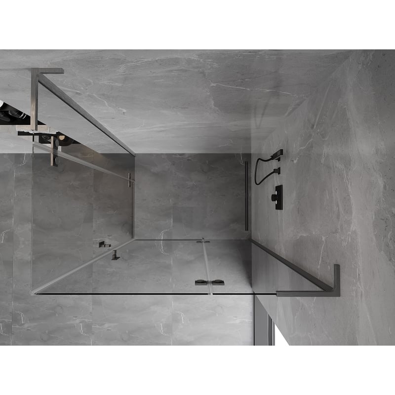 Mexen Mist-H L Kaheosaline dušikabiin parempoolne, 70 x 75 cm, läbipaistev, harjatud relvagray - 8A5L-070L-075P-66-00