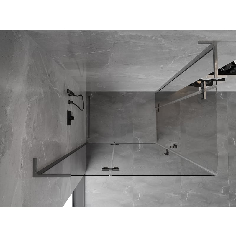 Mexen Mist-H L Duo Hinged Shower Cabin Left 110 x 80 cm, Transparent, Brushed Gun Gray - 8A5L-110L-080P-66-00