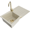 Mexen Cesar fregadero de cocina de granito de 1 cubeta con escurridor y grifo de cocina Telma, beige - 6514-69-670200-50