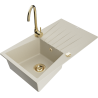 Mexen Cesar Granitspüle 1-Becken mit Abtropffläche und Küchenarmatur Telma, beige - 6514-69-670200-50