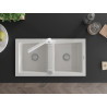 Mexen Mario granitische gootsteen 2-in-1 met keukenkraan Duero, wit - 6504-20-671600-20