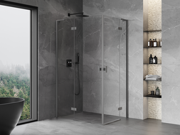 Mexen Mist-H L Duo-Duschkabine, links angeschlagen, 120 x 95 cm, transparent, gebürstetes Gun Gray - 8A5L-120L-095P-66-00