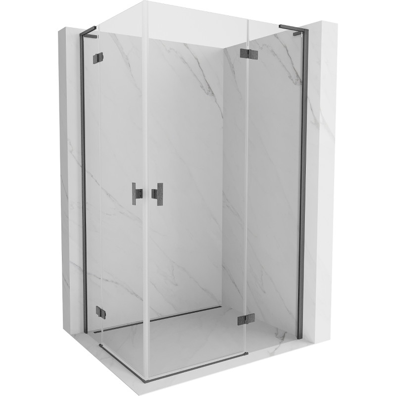 Mexen Mist-H L Duo kabina prysznicowa uchylna prawa 85 x 100 cm, transparent, gun gray szczotkowany - 8A5L-085L-100P-66-00