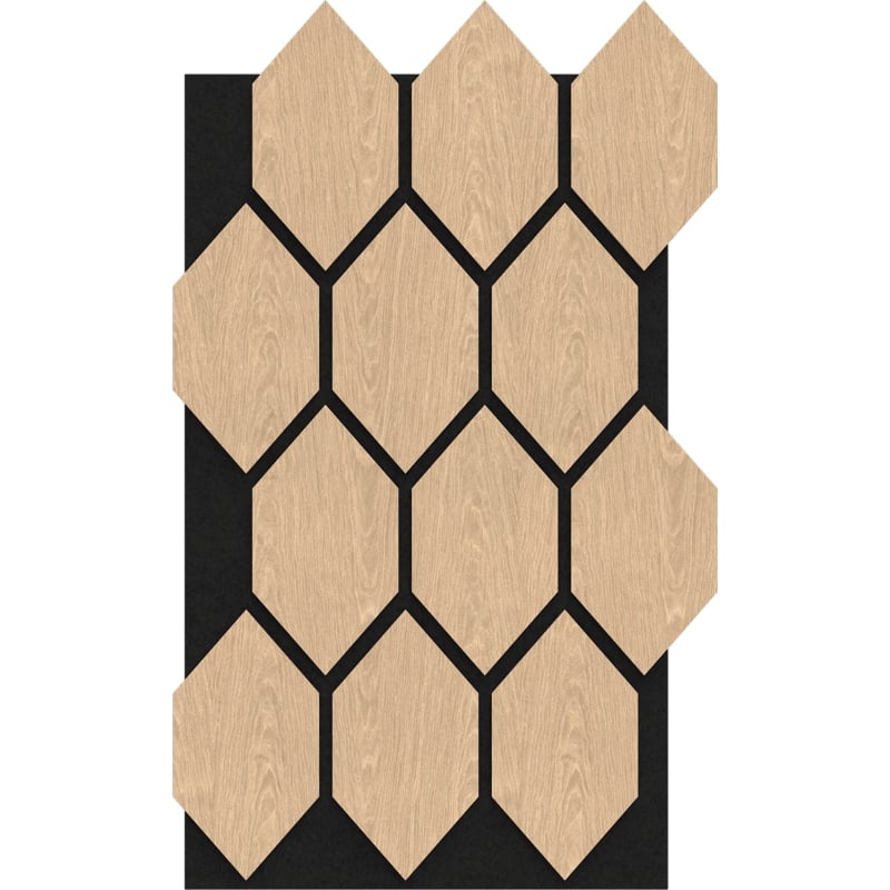 Mexen Form 01 akustična stenska plošča 91 x 56 cm (4 kosi), filc 9 mm, tehnični furnir, Beljeni Hrast - S111-91567-01-040