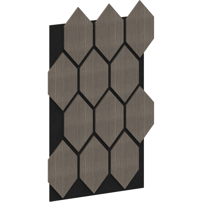 Mexen Form 01 panel ścienny akustyczny 91 x 56 cm (4szt.), filc 9 mm, fornir techniczny, Szary Dąb - S111-91567-01-043