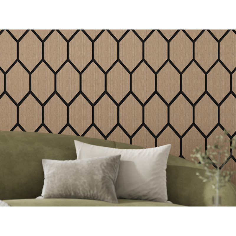 Mexen Lam-B lamelles murales 275 x 30 cm, panneau HDF 4 mm, placage technique, Chêne Sable - S100-275307-3015-001