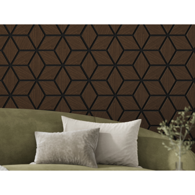 Mexen Form 02 panel ścienny akustyczny 81 x 66 cm (4szt.), filc 9 mm, fornir techniczny, Dąb Mocca - S111-81667-02-045