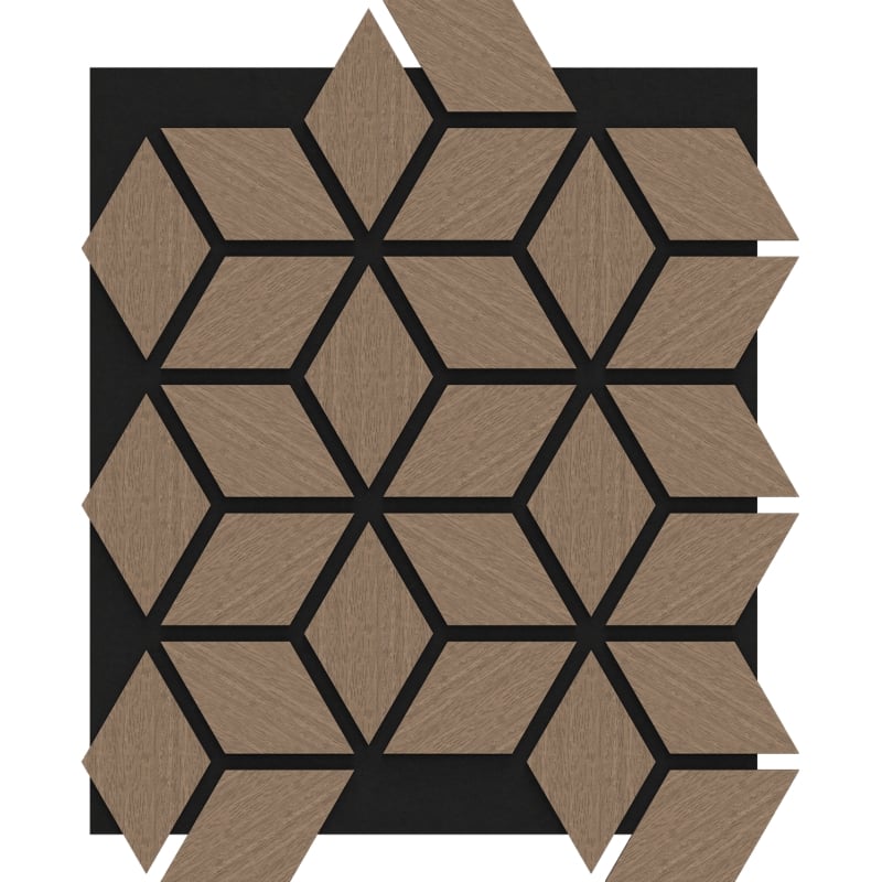 Mexen Form 02 akustična stenska plošča 81 x 66 cm (4 kosi), filc 9 mm, tehnični furnir, Svetli Oreh - S111-81667-02-047